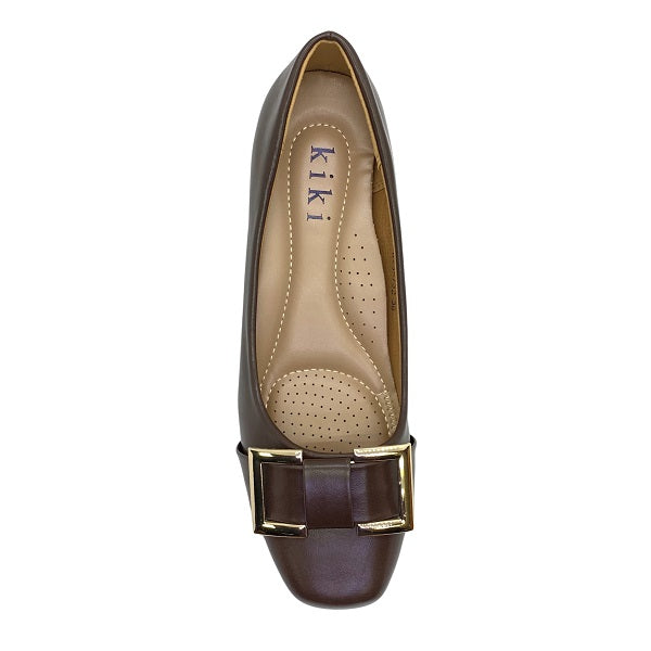 Kiki Alani K23-732 Women Gold Buckle Pumps In Pewter And Coffee, Sizes 35-41