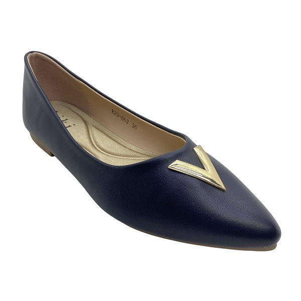 Kiki Olive K23-863 Women Pointed Toe Pumps In Off White And Navy, Sizes 35-41