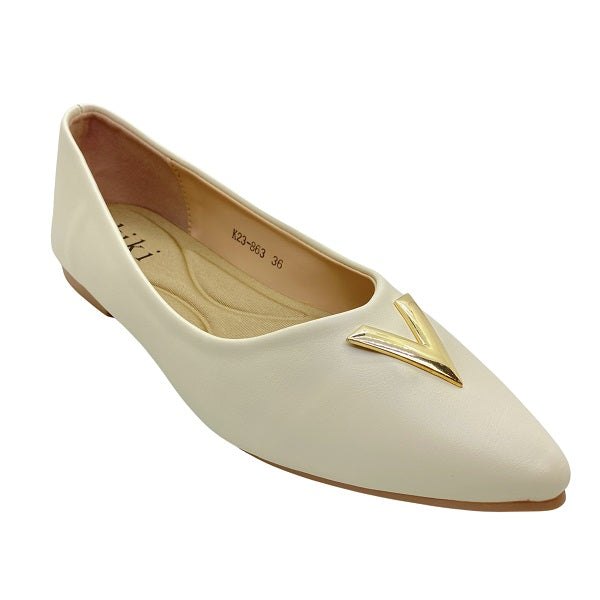 Kiki Olive K23-863 Women Pointed Toe Pumps In Off White And Navy, Sizes 35-41