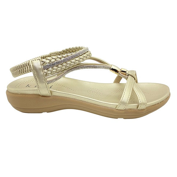 Kiki Catalina K23-883 Women Flat Sandals In Silver And Gold, Sizes 35-41