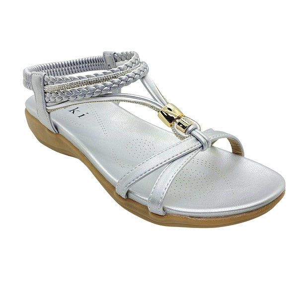 Kiki Catalina K23-883 Women Flat Sandals In Silver And Gold, Sizes 35-41