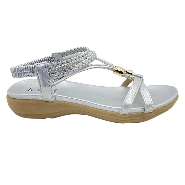Kiki Catalina K23-883 Women Flat Sandals In Silver And Gold, Sizes 35-41