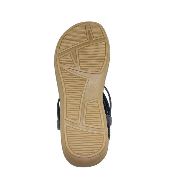 Kiki River K23-884 Women Flat Sandals In Gold And Black, Sizes 35-41