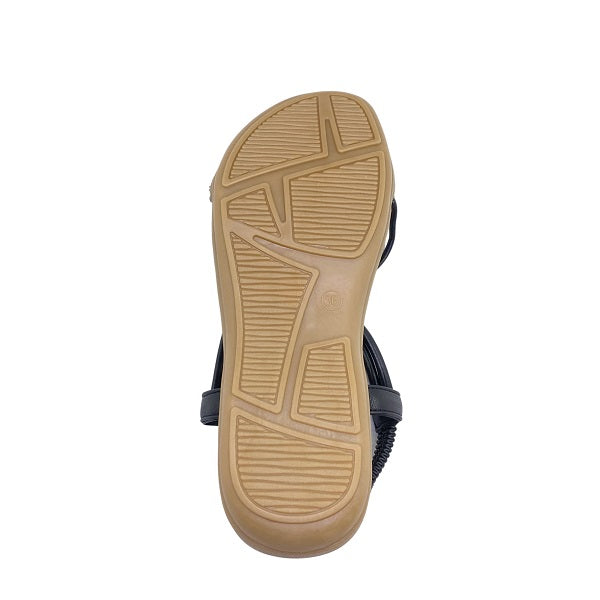 Kiki Magnolia K23-885 Women Flat Diamante Sandals In Camel And Black, Sizes 35-41