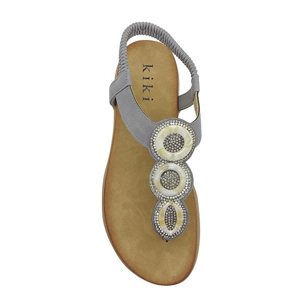 Kiki Ashley K23-887 Women Flat Toe Post Sandals In Camel And Grey, Sizes 35-41