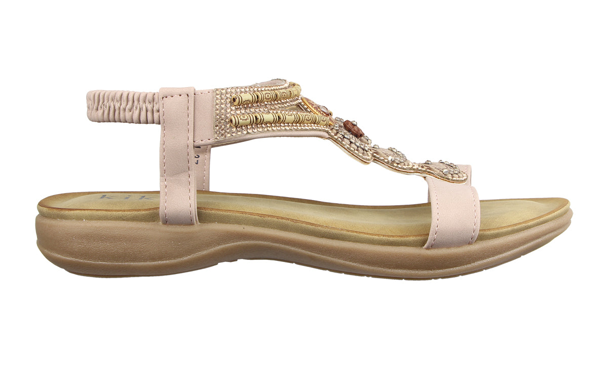 Kiki Elisa K25-331 Women Sandals In Pink And Camel, Sizes 36-41