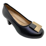 Kiki Sara K23-742 Women Square Buckle Pumps In Black, Sizes 36-41