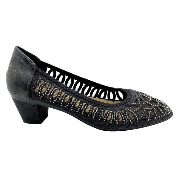 Kiki Emerson K23-752 Women Studded Mesh Pumps In Gold, Pewter And Black, Sizes 35-41
