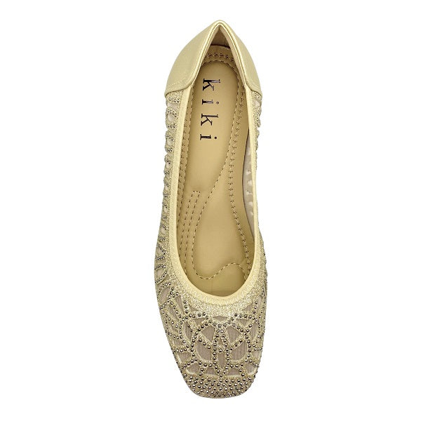 Kiki Emerson K23-752 Women Studded Mesh Pumps In Gold, Pewter And Black, Sizes 35-41