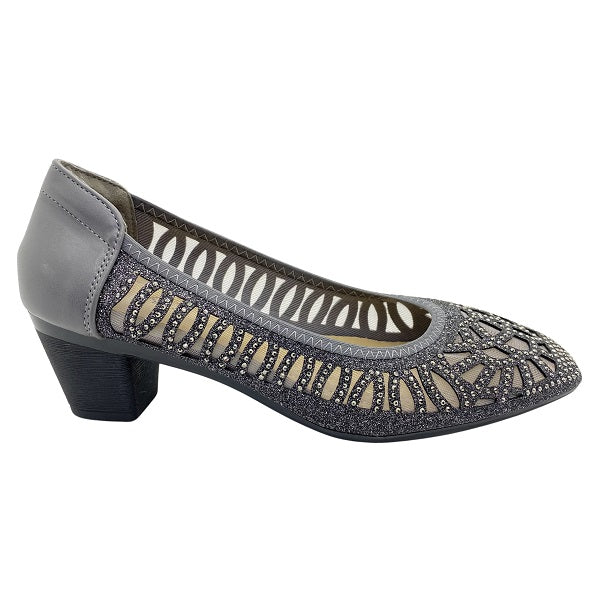 Kiki Emerson K23-752 Women Studded Mesh Pumps In Gold, Pewter And Black, Sizes 35-41