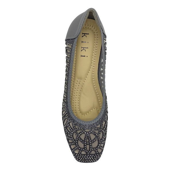 Kiki Emerson K23-752 Women Studded Mesh Pumps In Gold, Pewter And Black, Sizes 35-41