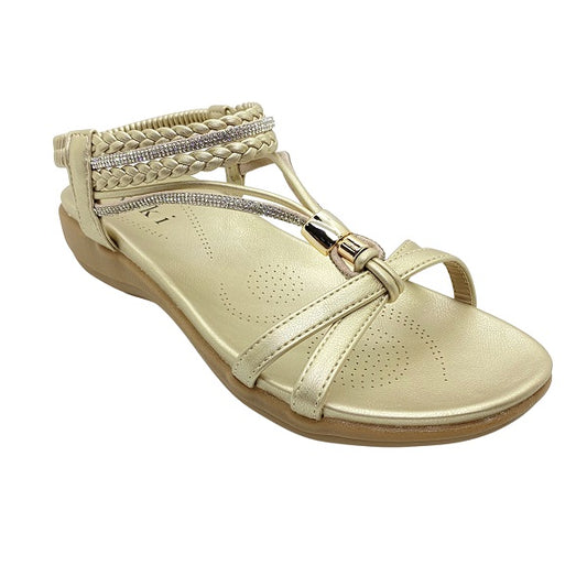 Kiki Catalina K23-883 Women Flat Sandals In Silver And Gold, Sizes 35-41