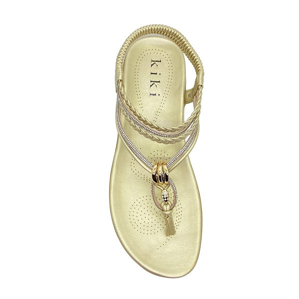 Kiki River K23-884 Women Flat Sandals In Gold And Black, Sizes 35-41