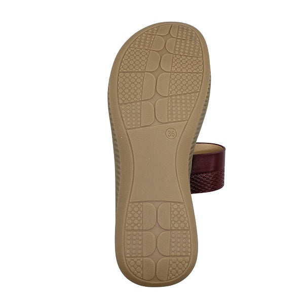 Kiki Jasmine K23-992 Women Flat Double Straps Sandals In Maroon And Navy, Sizes 36-41