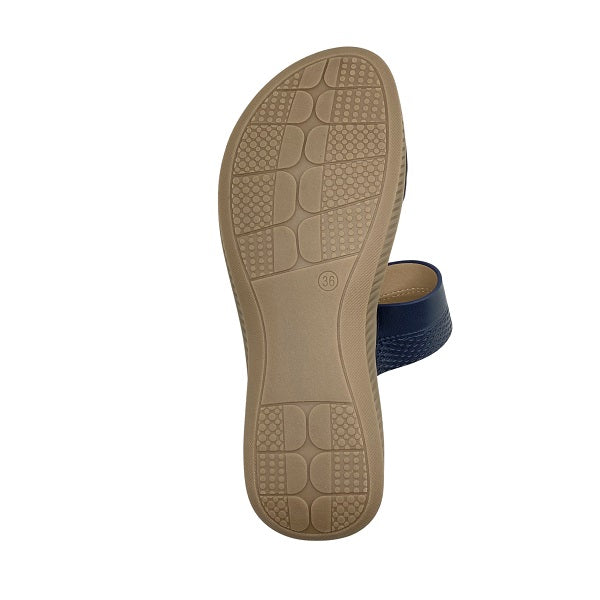 Kiki Jasmine K23-992 Women Flat Double Straps Sandals In Maroon And Navy, Sizes 36-41