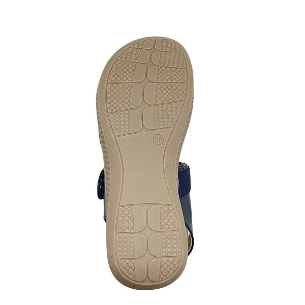 Kiki Wren K23-996 Women Flat Sandals In Tan And Navy, Sizes 36-41