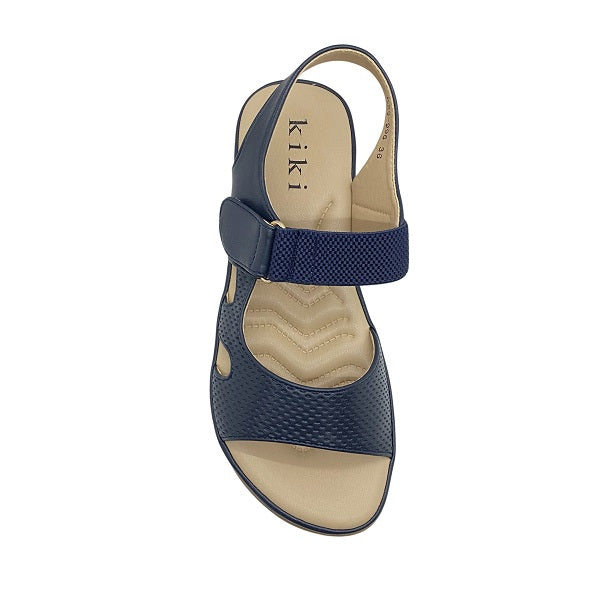 Kiki Wren K23-996 Women Flat Sandals In Tan And Navy, Sizes 36-41