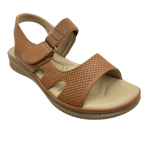 Kiki Wren K23-996 Women Flat Sandals In Tan And Navy, Sizes 36-41