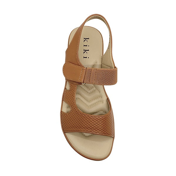 Kiki Wren K23-996 Women Flat Sandals In Tan And Navy, Sizes 36-41