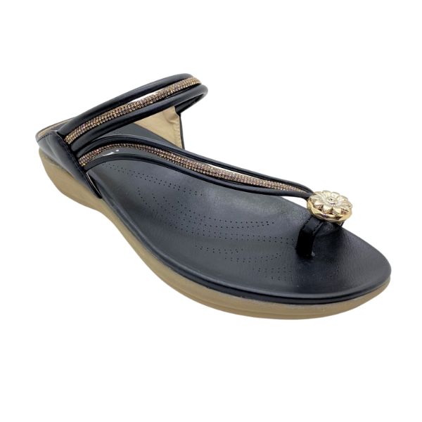 Kiki Ana K24-8812 Women Toe-ring Sandals In Apricot And Black, Sizes 35-41