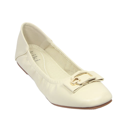 Kiki Madilyn K25-006 Women Flat Pumps In Beige And Black , Sizes 35-41