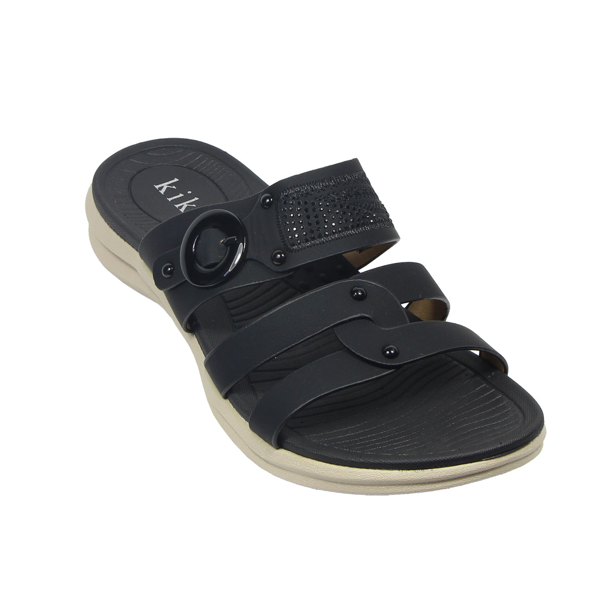 Kiki Raelyn K25-221 Women Cage Sandals In Beige And Black, Sizes 36-41