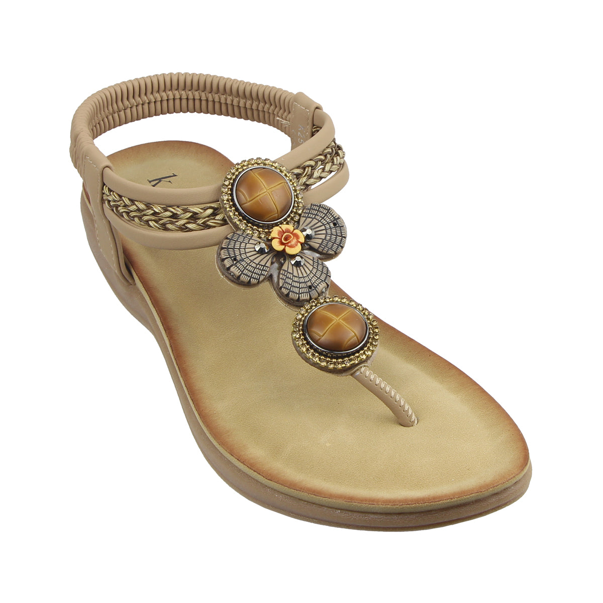 Kiki Reign K25-332 Women Sandals In Almond And Navy, Sizes 36-41
