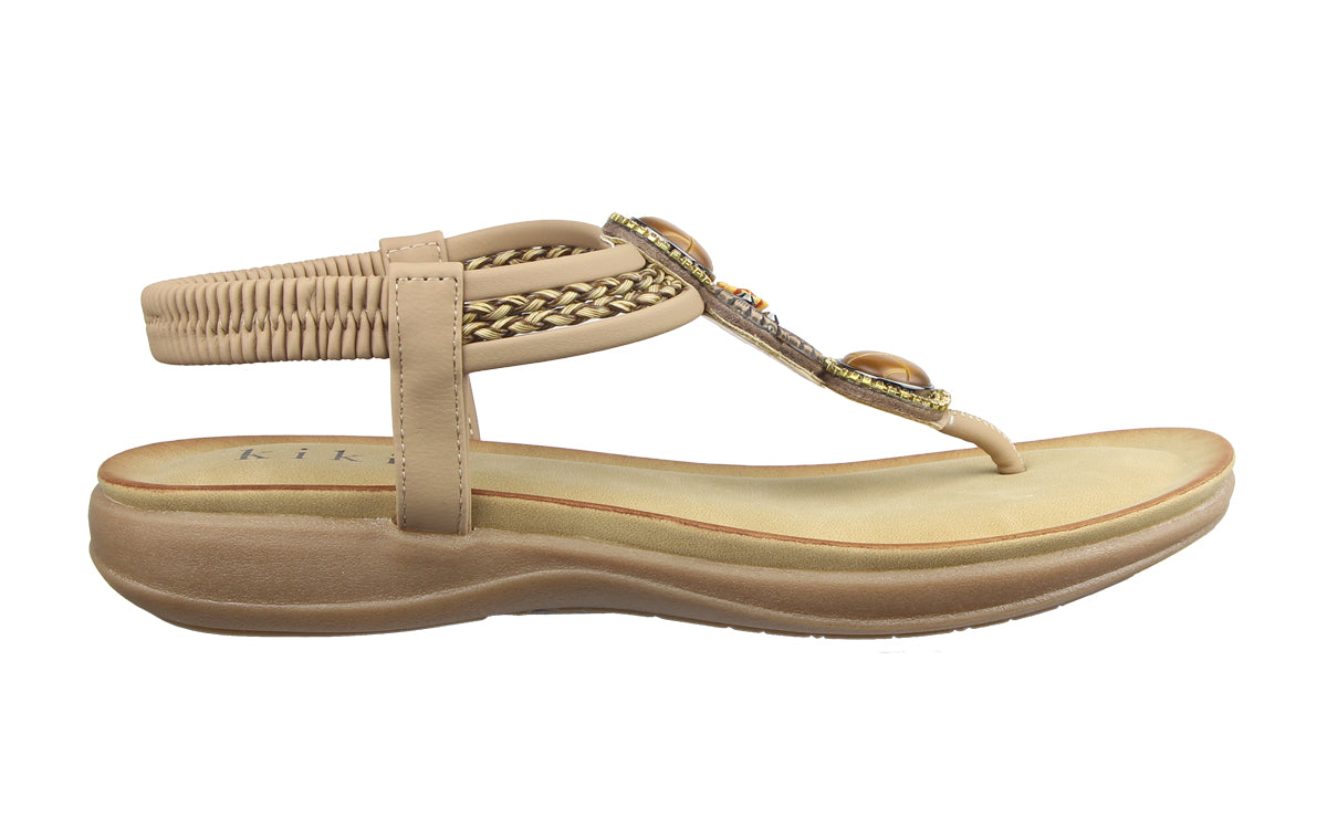 Kiki Reign K25-332 Women Sandals In Almond And Navy, Sizes 36-41