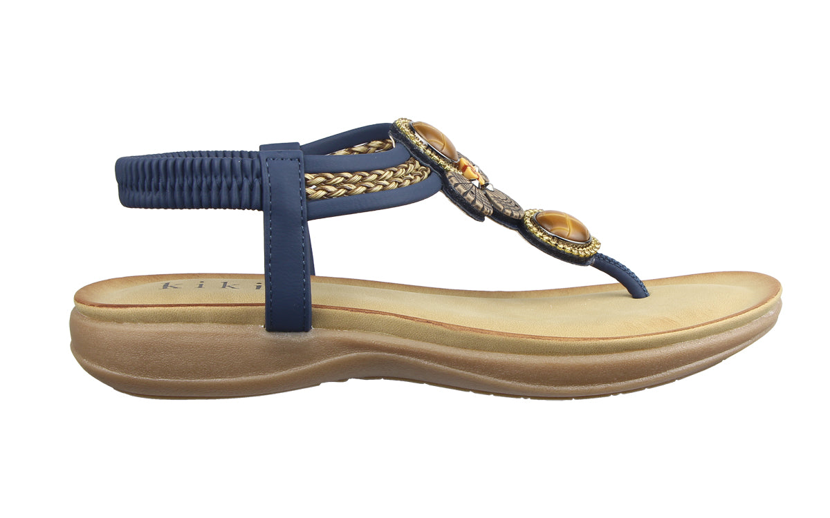Kiki Reign K25-332 Women Sandals In Almond And Navy, Sizes 36-41
