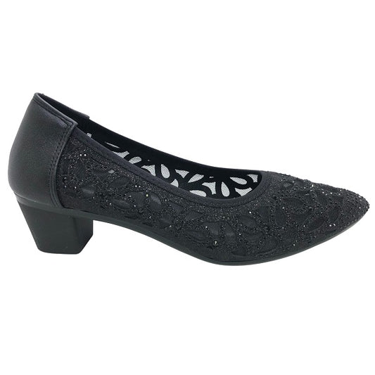 Ximena K22-6 Women Pointed Pumps In Black And Gold