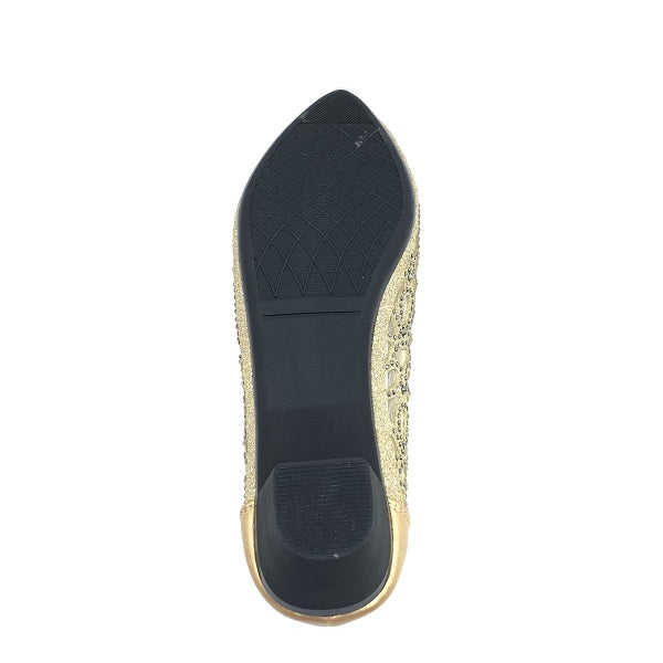 Ximena K22-6 Women Pointed Pumps In Black And Gold