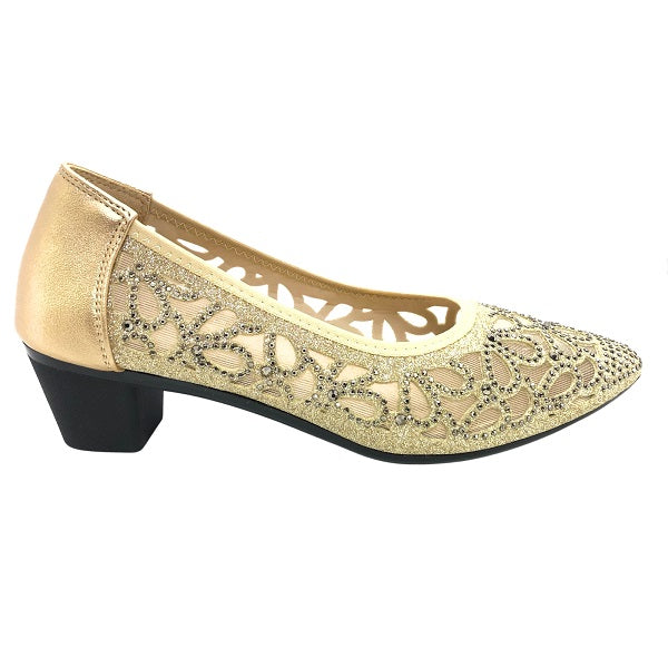 Ximena K22-6 Women Pointed Pumps In Black And Gold